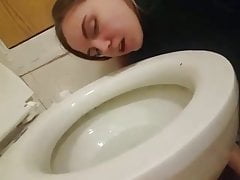 Hellacious Fuckslut Haley Hess licks a toilet