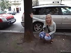 Morose Blonde Pissing In Public